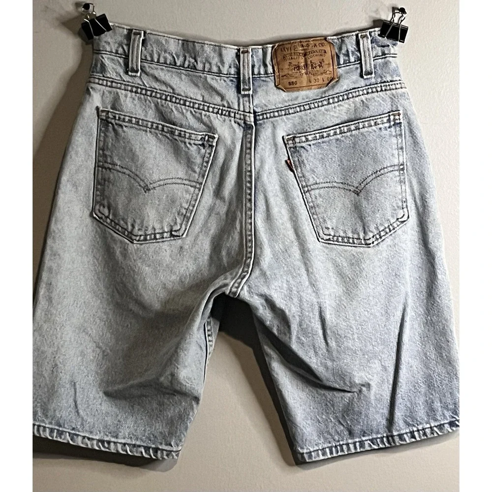 Vintage Levis 550 Relaxed Fit Orange Tab Jean Shorts 1993 Made in USA Size 30
